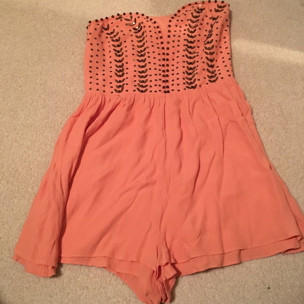 Peach sequin romper